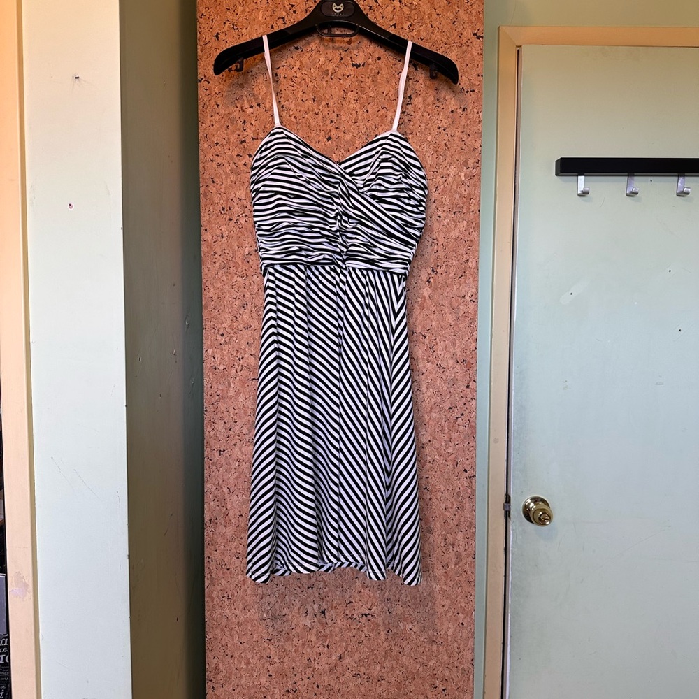 BCBG Generation Strapless Black and White Striped Dress
